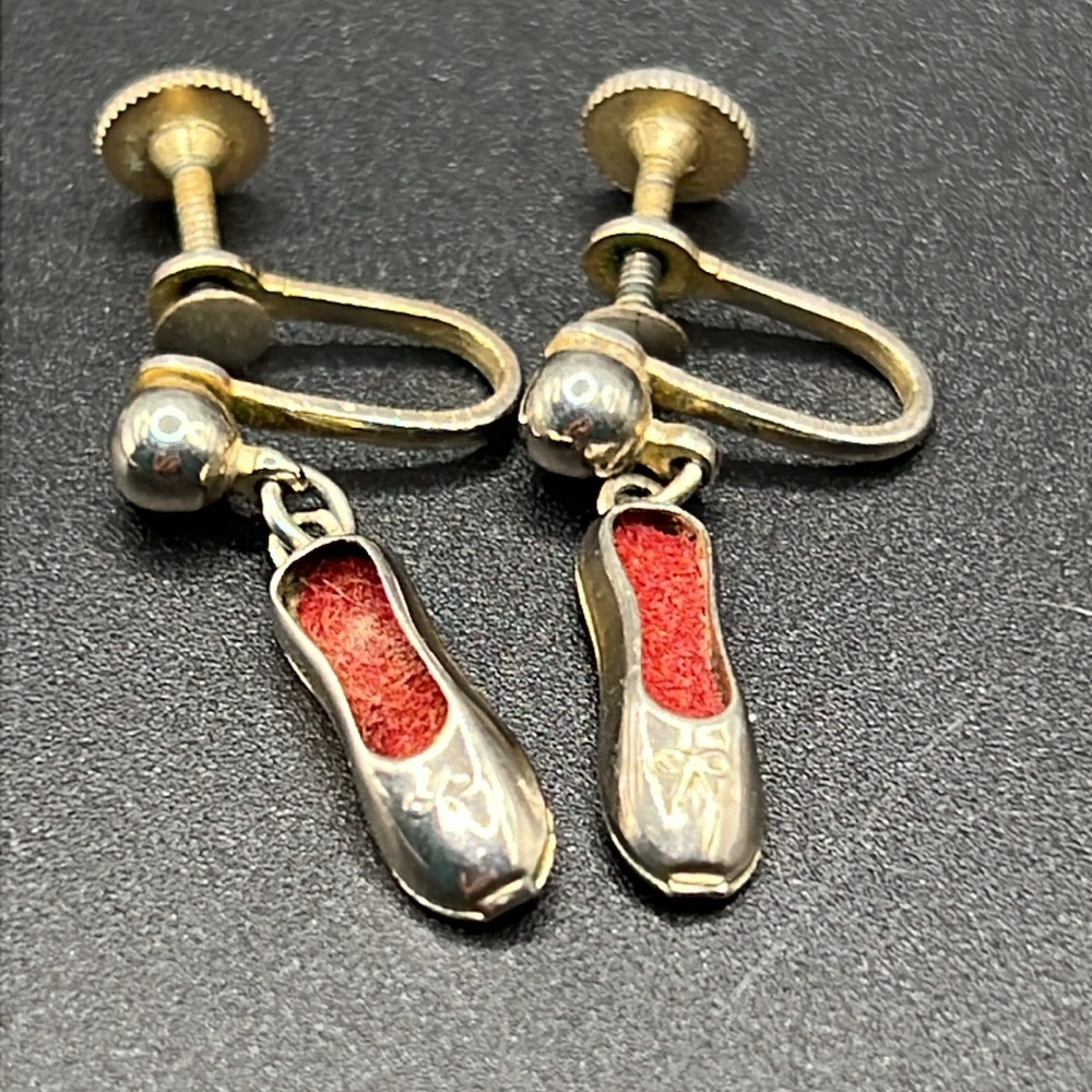 Vintage Alice ballet slippers earrings